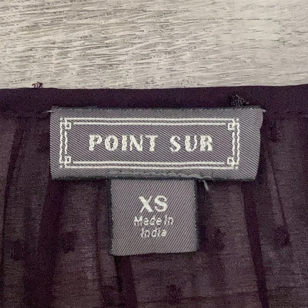 Point Sur For J. Crew Pin Dot Purple Popover Chiffon Blouse Size XS